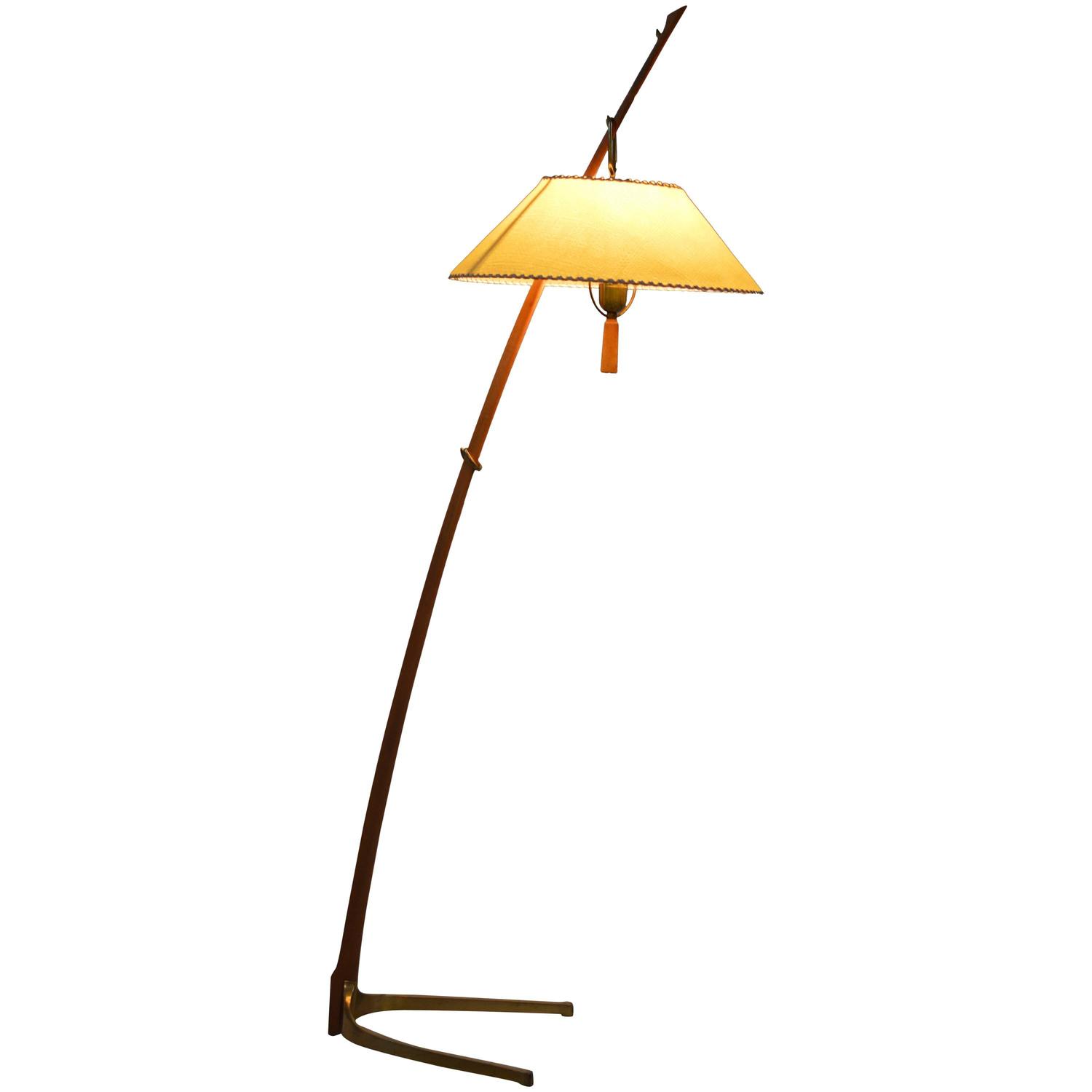 Vintage messing & teakhouten ‘Dornstab’ lamp