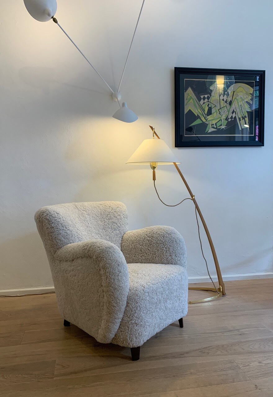 Vintage Deense Schapenvacht fauteuil