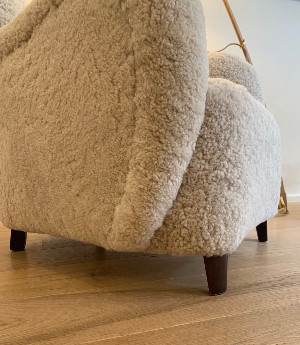 Vintage Deense Schapenvacht fauteuil