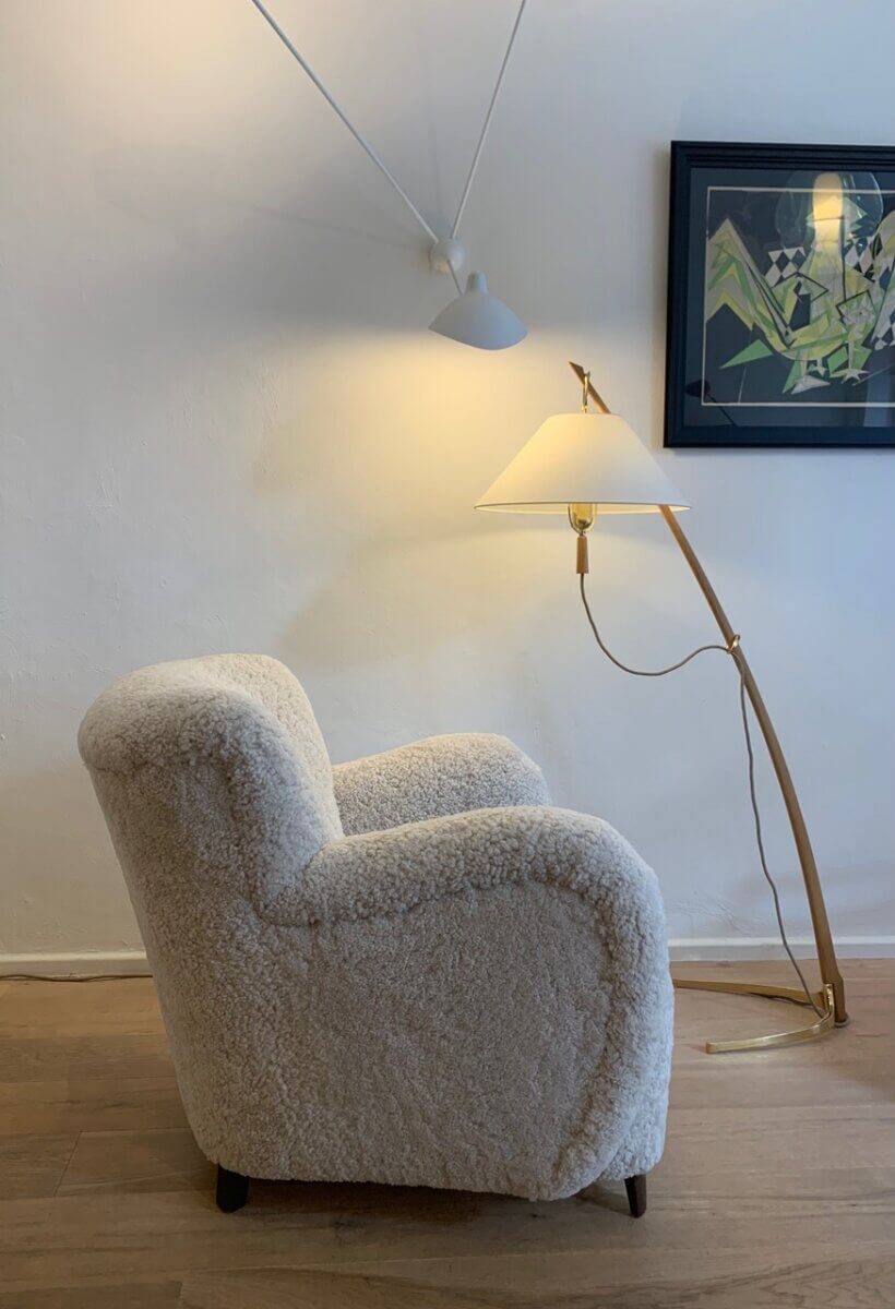 Vintage Deense Schapenvacht fauteuil