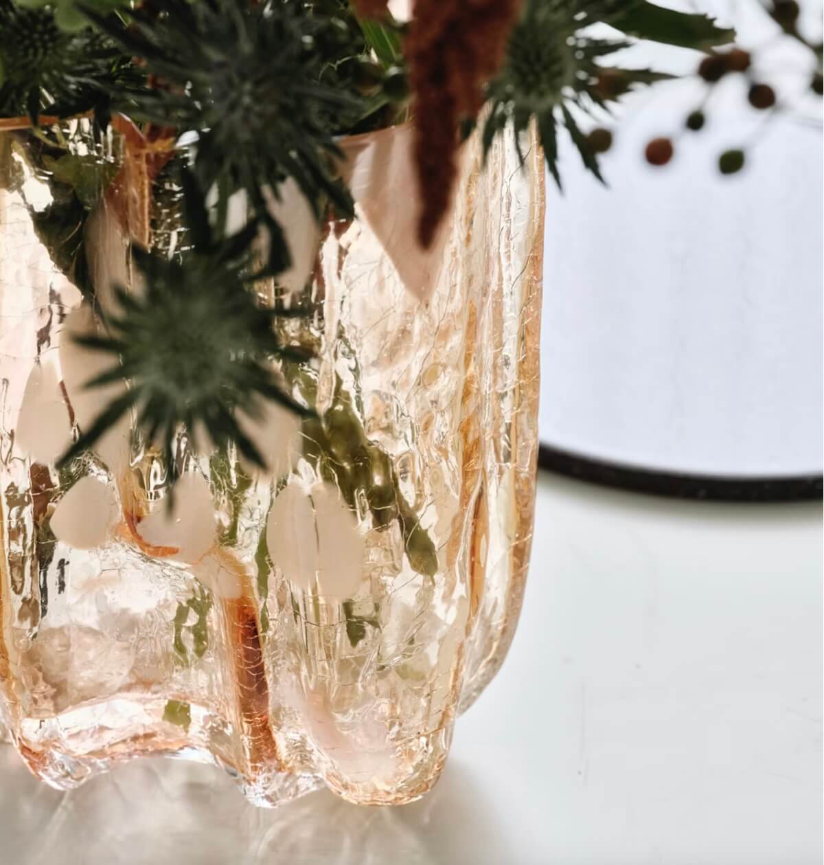 Crackle Vase “Amber Flamingo’