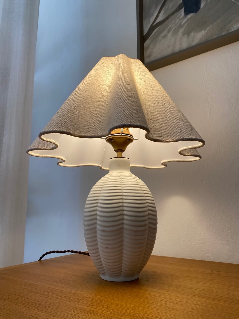 Vintage Tafellamp met Golvende Kap