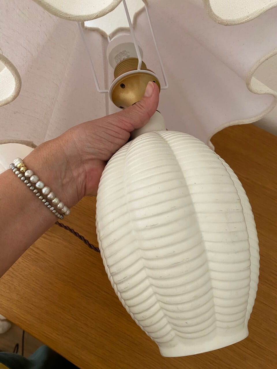 Vintage Tafellamp met Golvende Kap